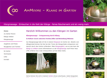 Website AmMoore Klangschalen-Therapie